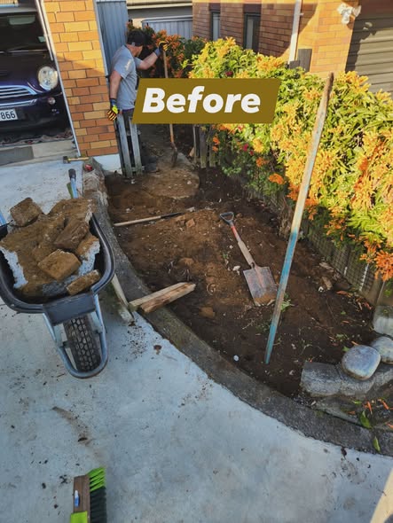 Front garden bed dug out and prepared before landscaping
